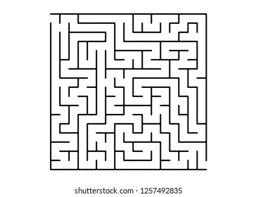 White vector pattern with a black labyrinth. Simple illustration with a maze on a white background. Pattern for children books, magazines.