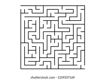 White vector pattern with a black labyrinth. Simple illustration with a maze on a white background. Concept for making right choices.