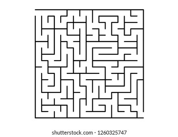 White vector pattern with a black labyrinth. Abstract illustration with maze on a white background. Concept for pazzle, labyrinth books, magazines.