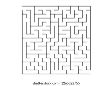 White vector pattern with a black labyrinth. Black and white maze in a simple style. Pattern for educational magazines, books.