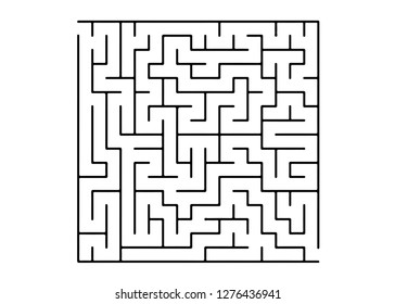 White vector pattern with a black labyrinth. Maze design in a simple style on a white background. Concept for pazzle, labyrinth books, magazines.