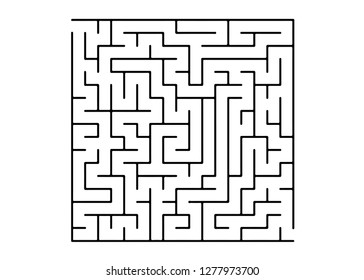 White vector pattern with a black labyrinth. Modern illustration with maze on a white backdrop. Pattern for leisure tasks, games.