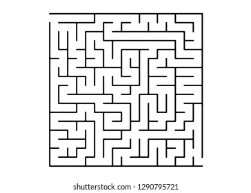 White vector pattern with a black labyrinth. Abstract illustration with maze on a white background. Concept for pazzle, labyrinth books, magazines.