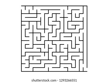White vector pattern with a black labyrinth. Black and white maze in a simple style. Concept for books, magazines with complex tasks.