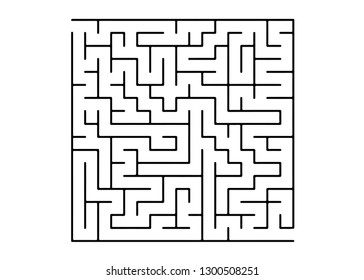 White vector pattern with a black labyrinth. Modern illustration with maze on a white backdrop. Concept for pazzle, labyrinth books, magazines.