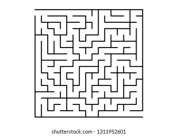 White vector pattern with a black labyrinth. Maze design in a simple style on a white background. Concept for pazzle, labyrinth books, magazines.