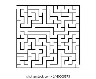 White vector pattern with a black labyrinth. Simple illustration with a maze on a white background. Pattern for children books, magazines.