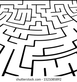 White vector pattern with a black labyrinth. Maze design in a simple style on a white background. Pattern for leisure tasks, games.