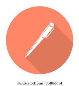 White vector pen on color circle background.