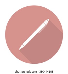 White vector pen on color circle background.