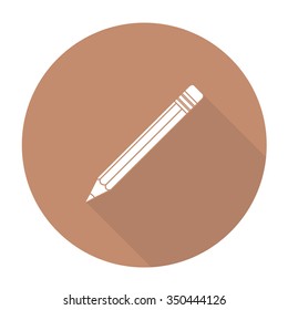 White vector pencil on color circle background.