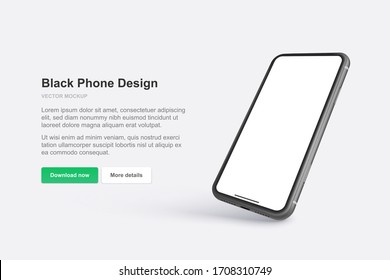 White vector phone isolated on white background. Mock up with empty screen for business presentations.