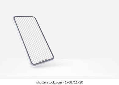 White vector phone isolated on white background. Mock up with empty screen for business presentations.