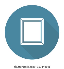 White vector picture frame on color circle background.