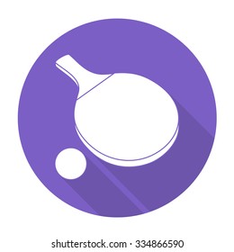 White vector ping-pong on color circle background.