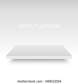 White vector platform stand. Realistic template for your design.