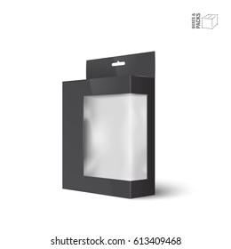 White Vector Product Package Box With Window. Isolated On White Background. With Marked Place To Insert Your Design