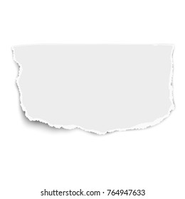 White vector rectangular paper tear with soft shadow isolated on white background. Template paper design.