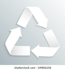 White vector recycle logo on gray background
