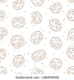 White vector repeat pattern with pretzel and salt.  