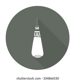 White vector sandbag on color circle background.