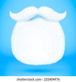 White vector Santa's beard isolated on blue background