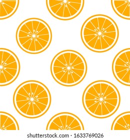 White vector seamless background with oranges slices. Vector illustration design for greeting card or template.