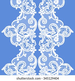 White vector seamless lace with a floral ornament, template.