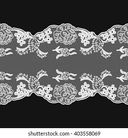 White vector seamless lace with a floral ornament, template.