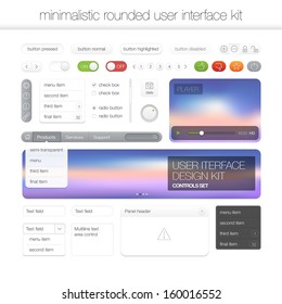 White vector set of various control elements used for User Interface web design template projects 