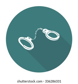 White vector shackles on color circle background.