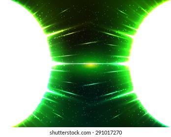 White vector shining cosmic spheres gravity with green light around
