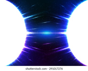 White vector shining cosmic spheres gravity with blue light around