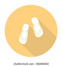 White vector shoes on color circle background.