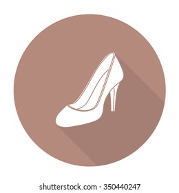 White vector shoes on color circle background.