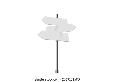White vector signpost with multiple road signs, ideal for navigation, directional graphics, and wayfinding design projects