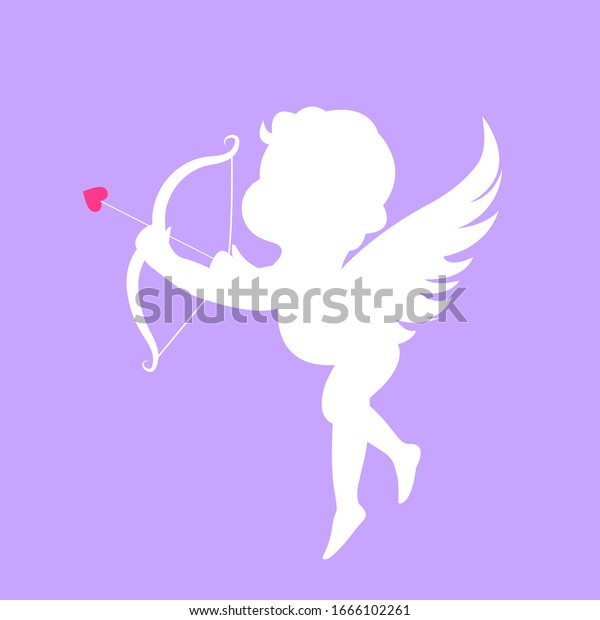 灰吹き矢の白いベクター画像シルエット バレンタインデー記号 ベクターキューピッドの矢 白い背景にビンテージカッピッドイラスト のベクター画像素材 ロイヤリティフリー