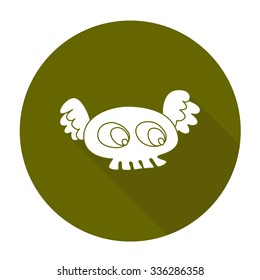 White vector skull on color circle background.