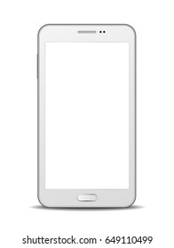 White vector smartphone with blank display isolated on white background