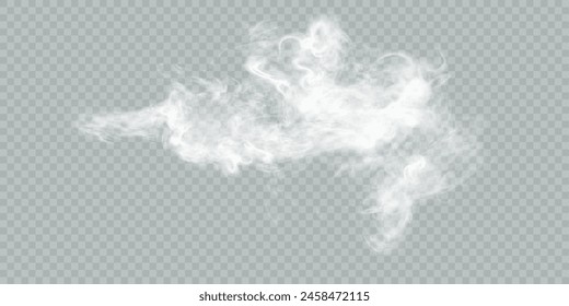 Vector blanco, nublado, fondo de niebla Efecto PNG. Niebla o humo aislado sobre fondo transparente con efecto de superposición. Vector	
