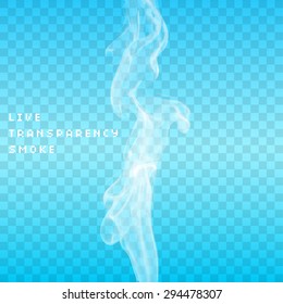 White vector smoke waves on transparent background. Transparent white smoke