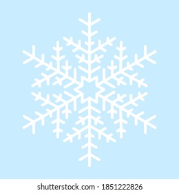 El copo de nieve del vector blanco sobre fondo azul. Simple icono de copo de nieve plano. Ilustración vectorial para Navidad y Año Nuevo