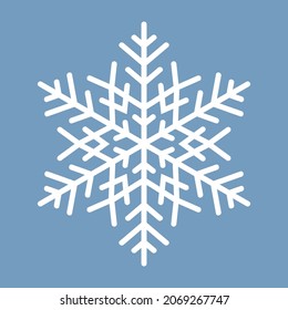 El copo de nieve del vector blanco sobre fondo azul. Simple icono de copo de nieve plano. Ilustración vectorial para Navidad y Año Nuevo