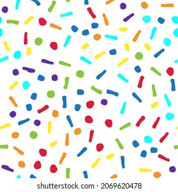 White Vector Spot Splatter. Geometric Ink Dot Splotch. Abstract Holiday Spot. Seamless Random Fun. Small Pattern Baby Splash. Color Dot. Rainbow Party Polka Background. Red Vector Christmas Blast.