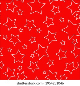 white vector stars on a red background. seamless print for clothing or print. abstract stars.