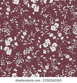 white vector stock flowers leaves pattern on background