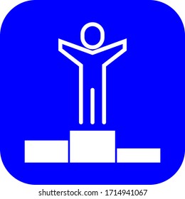 White vector success on blue background