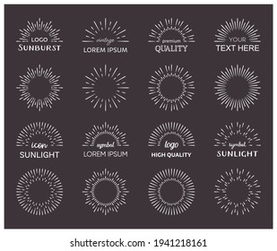 White vector sunburst simple design elements set