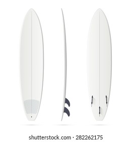 White vector surfing board template: mini-malibu surfboard