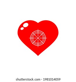 white vector symbol of love and target signal, affection
